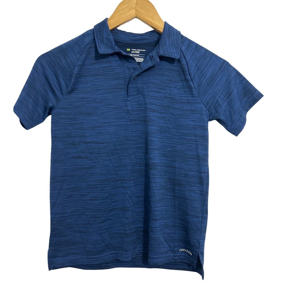 TEKGEAR Boys DryTek Polo Short Sleeve Golf Shirt S 8 Blue Pullover